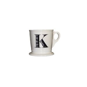 Anthropologie Cream and Black Ceramic Letter K Mug